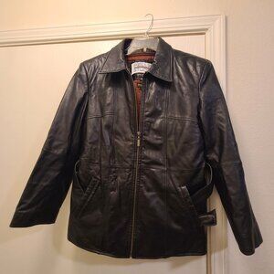 Women’s Genuine Leather Wilson’s Black Pelle Studio zip up waist Jacket